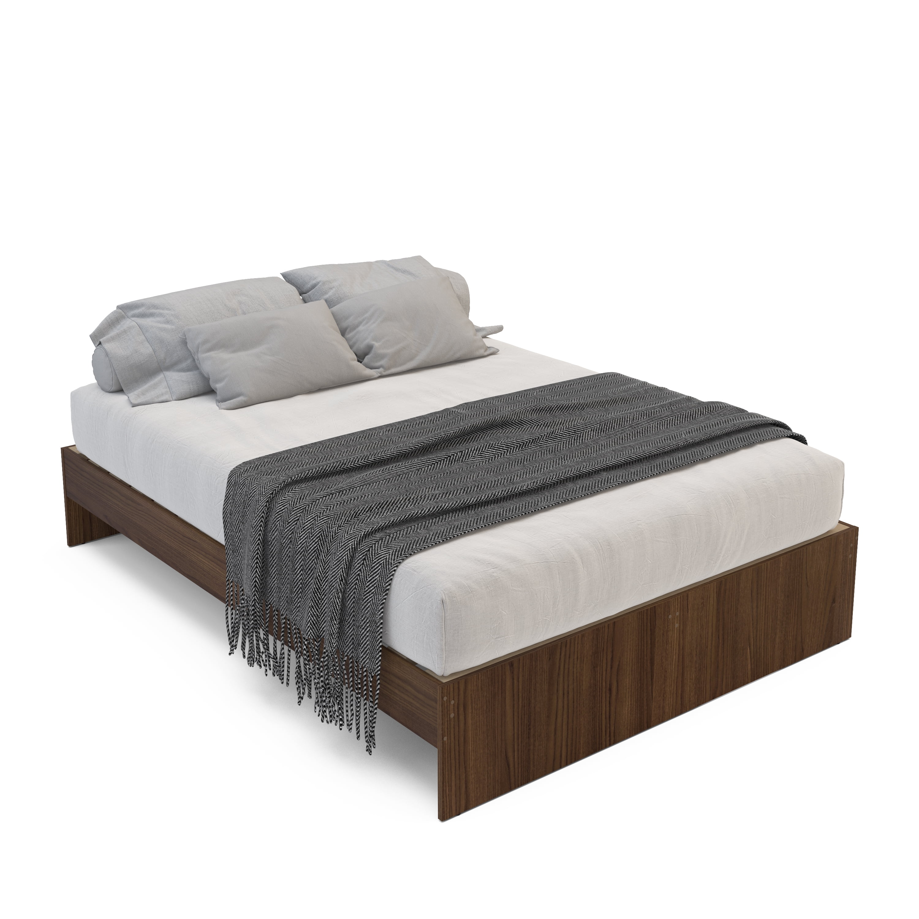 Polifurniture Full Size Wood Platform Bed Frame, Walnut