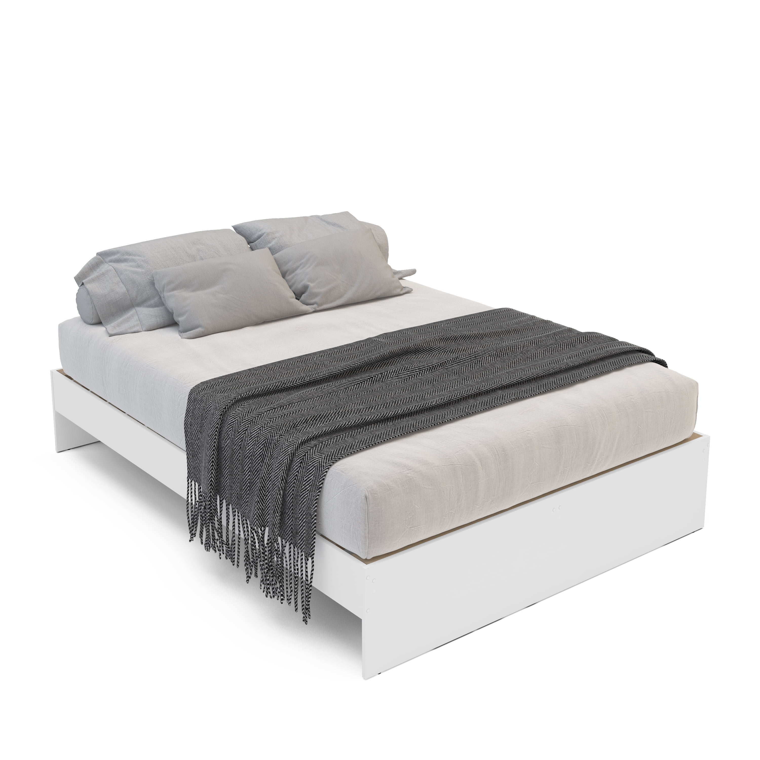 Polifurniture Full Size Wood Platform Bed Frame, White