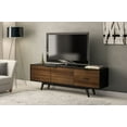 thumbnail image 1 of Polifurniture Laos Modern Wood TV Stand with Cabinet and 2 Drawers for TVs up to 79", Dark Brown & Black, 1 of 10