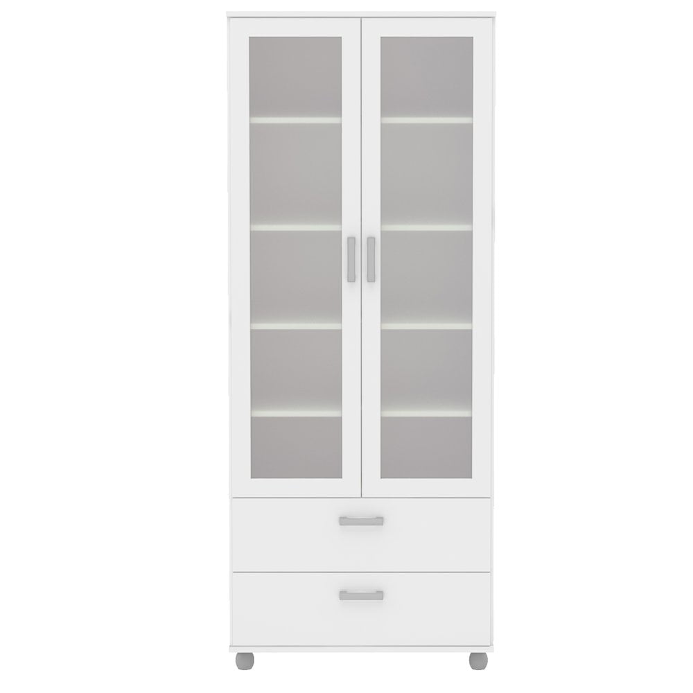 Polifurniture Livramento 70 in. Standard Bookcase with 2 Doors and 2 Drawers, White