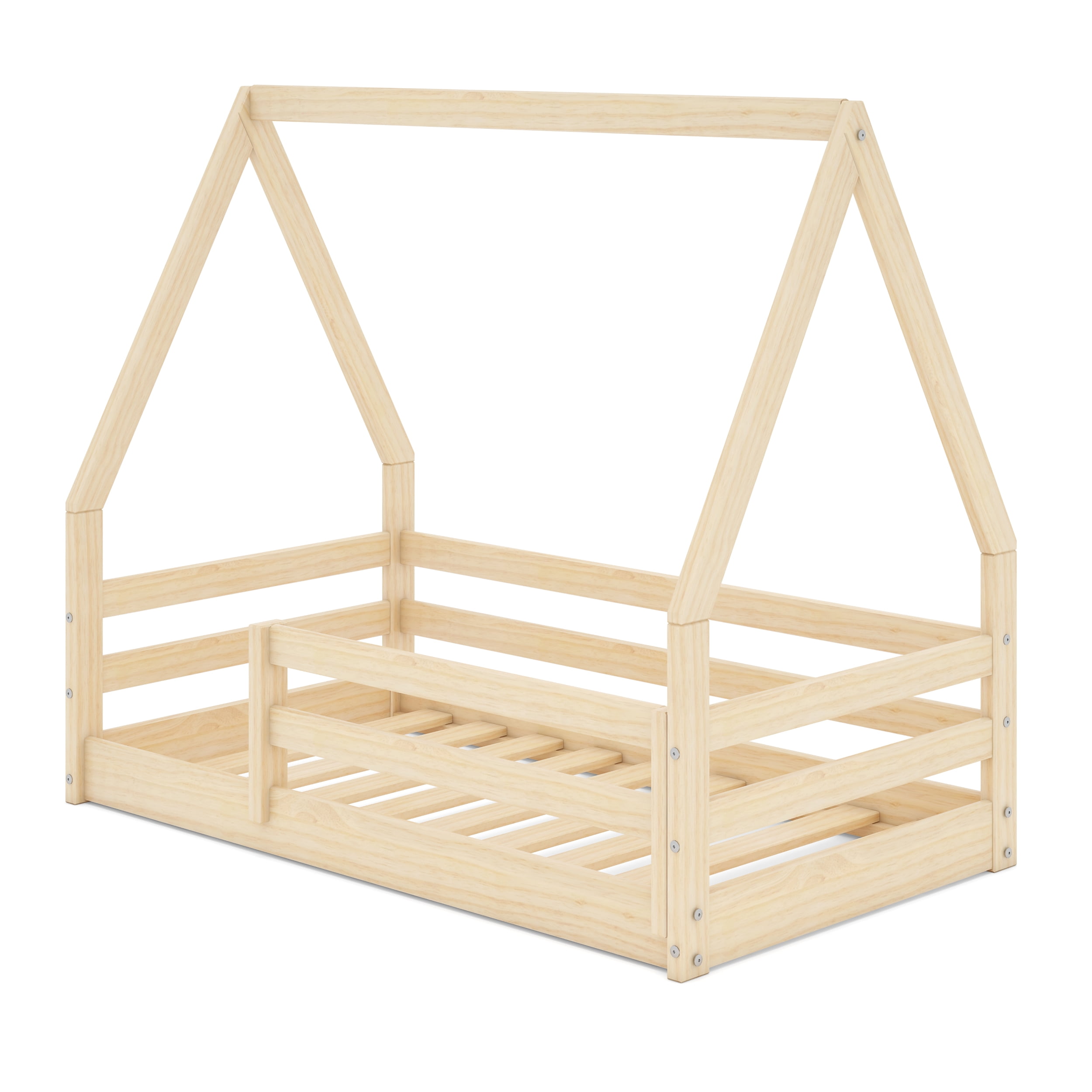 Polifurniture Lyon Toddler Bed with Roof and Built-In Guardrails