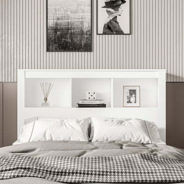 Polifurniture Madison Full Size Wood Bookcase Headboard, White
