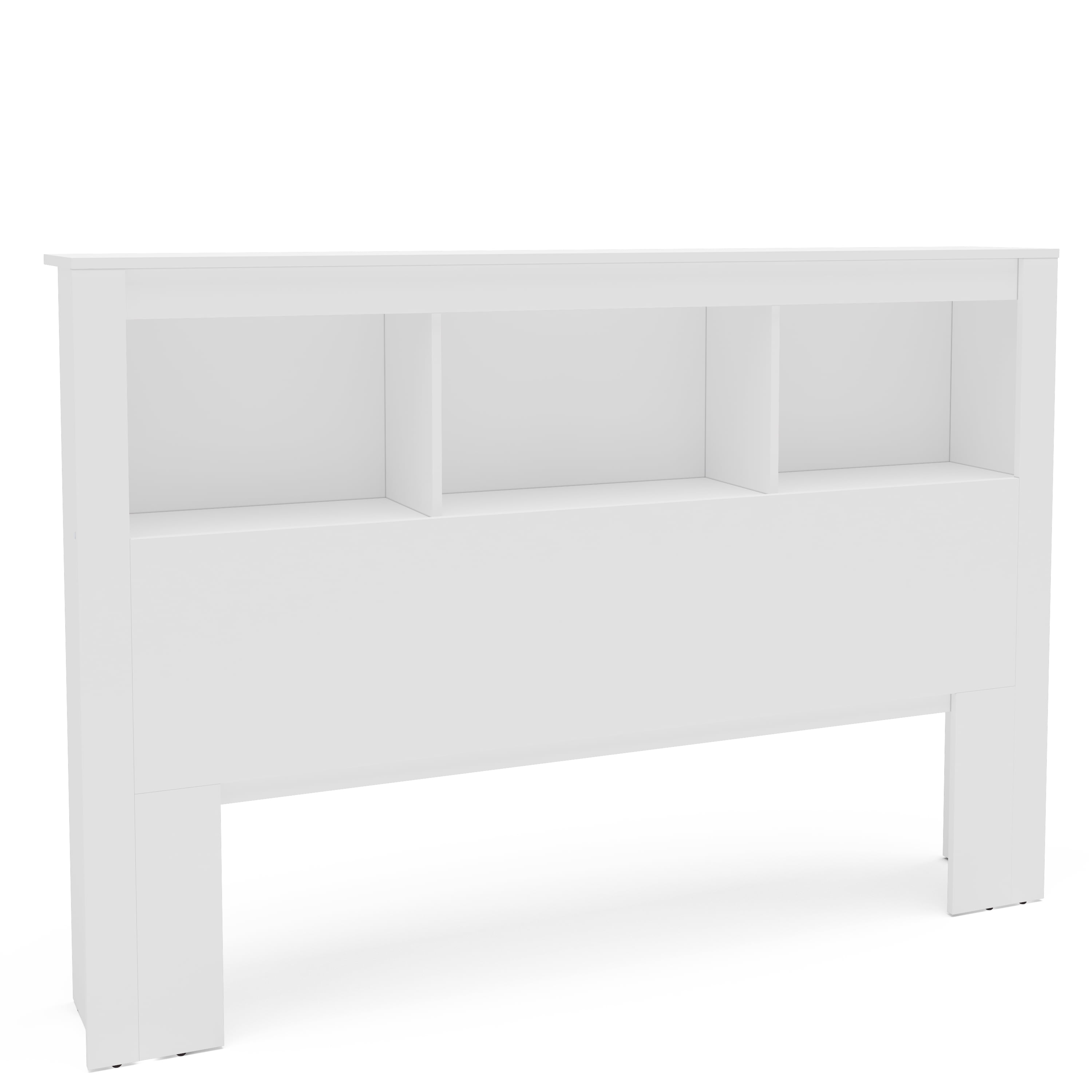 Polifurniture Madison Queen Size Wood Bookcase Headboard, White