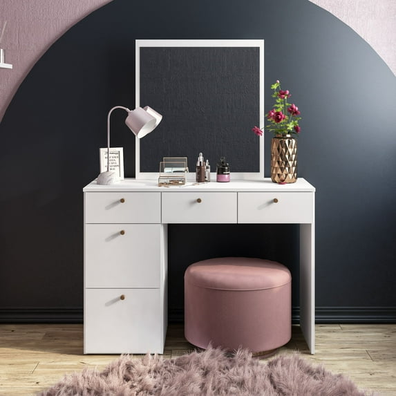 Polifurniture Nevada Modern Bedroom Vanity Table, White Finish