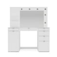 Polifurniture Olivia Modern Bedroom Vanity Table with Lighted Mirror, White