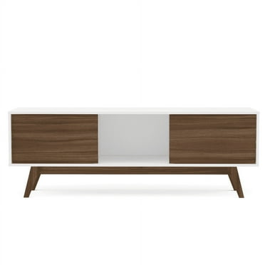 Polifurniture Porto Rico 2 Door TV Stand for TVs up to 65",  White & Walnut
