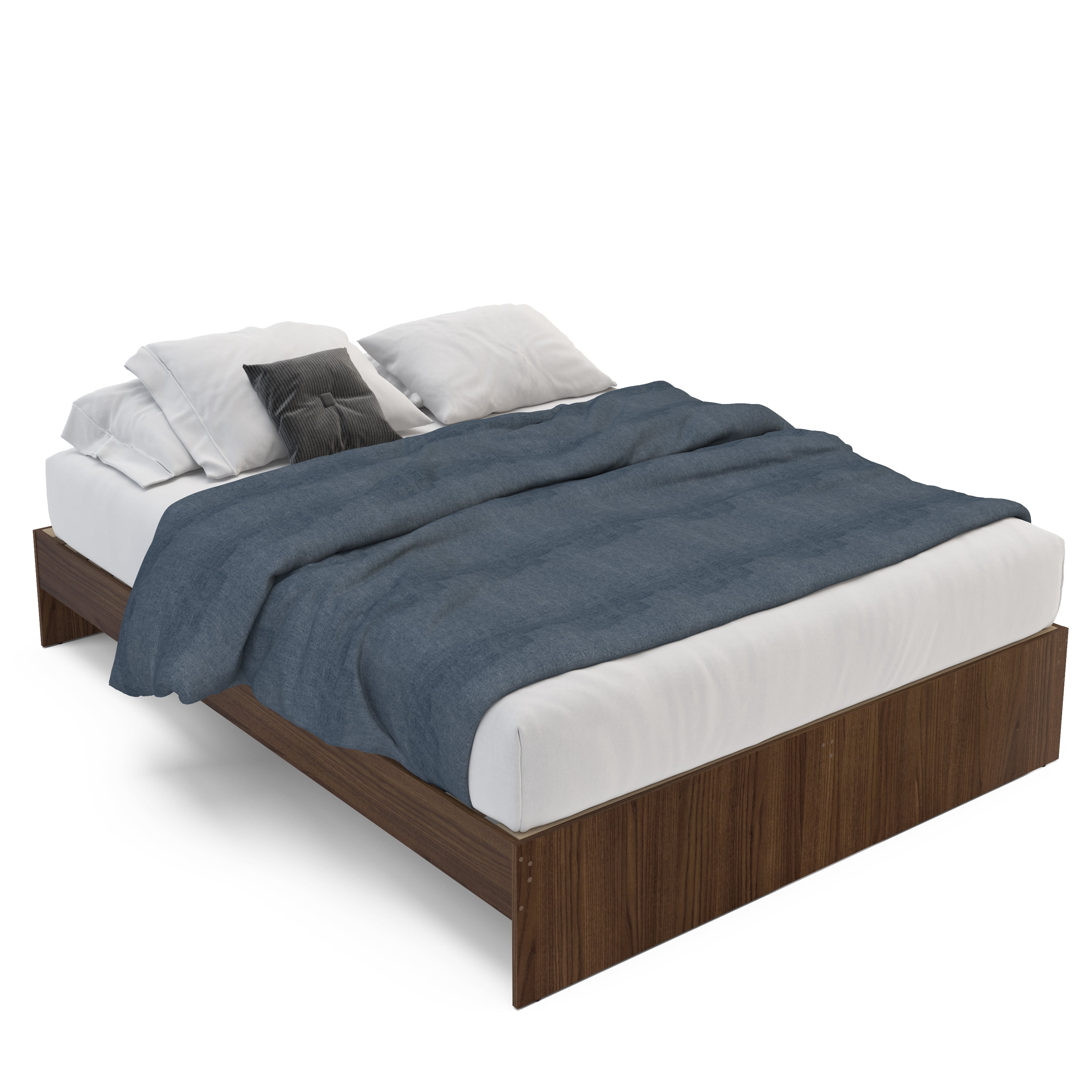 Polifurniture Queen Size Wood Platform Bed Frame, Walnut