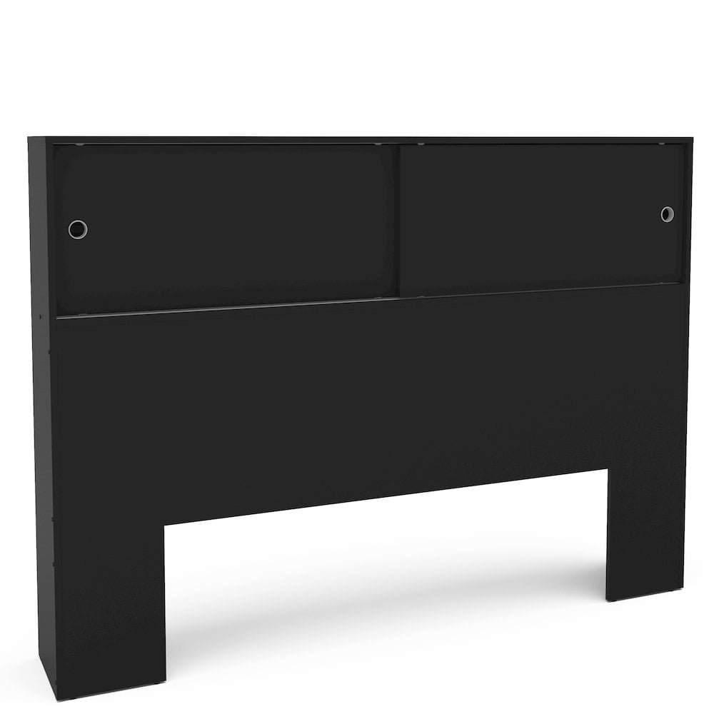 Polifurniture Victoria Queen Size Wood Storage Headboard, Black