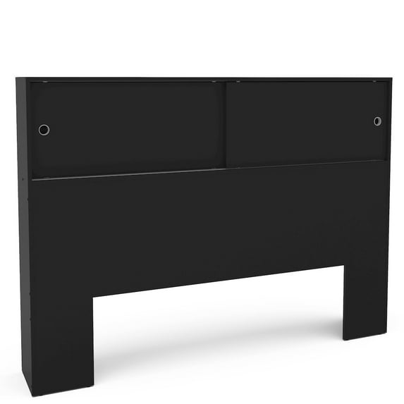 Polifurniture Victoria Queen Size Wood Storage Headboard, Black