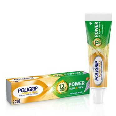 Poligrip Power Hold + Fresh Denture Cream, Premium Peppermint - 2.2 Oz, for Adults