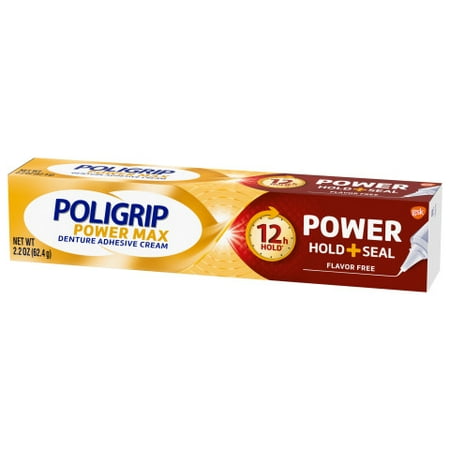 Poligrip Power Hold Plus Seal Denture Cream, Flavor Free - 2.2 oz