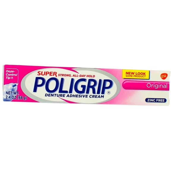Poligrip Super Denture Adhesive Cream, Original, 2.4 oz (4 Pack) (Bundle)