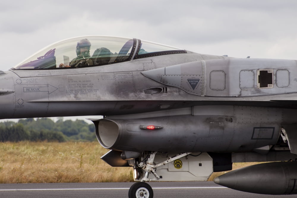 Polish Air Force F-16C Block 52 jet with the conformal fuel tanks Canvas Art - Timm ZiegenthalerStocktrek Images (35 x 24)