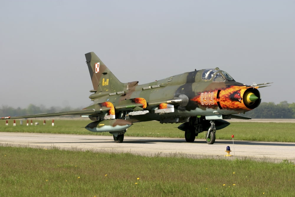 Polish Air Force Su-22 Fitter aircraft Lechfeld Airbase Germany Canvas Art - Timm ZiegenthalerStocktrek Images (18 x 12)