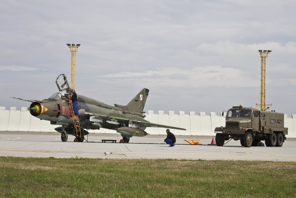 Polish Air Force Su-22 Fitter during Exercise Ramstein Rover Canvas Art - Timm ZiegenthalerStocktrek Images (18 x 12)