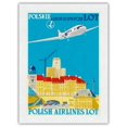 thumbnail image 1 of Polish Airlines LOT (Polskie Linie Lotnicze) - Vintage Airline Travel Poster by Zygmunt Tuckiewicz & Stanislaw Luckiewicz c.1950s - Japanese Unryu Rice Paper Art Print (Unframed) 18 x 24 in, 1 of 4