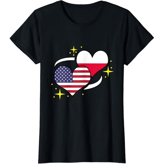 Polish American Flag Heart Polish Women T-Shirt