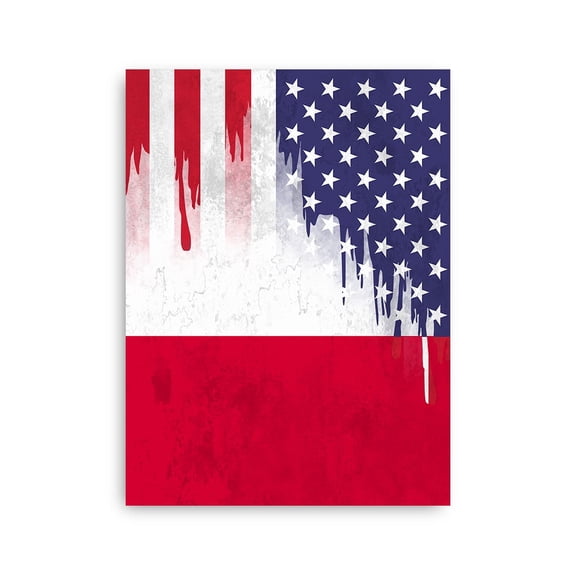 Polish American Flag Wall Art Friendship USA Poland Roots Poster - 16x24 Inch Unframed
