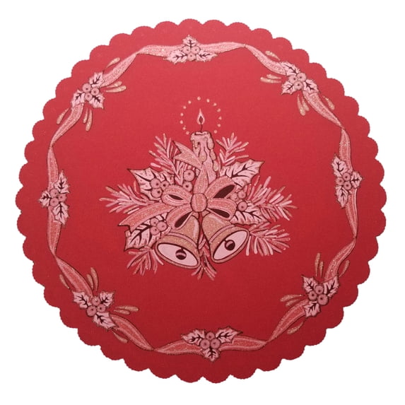 Polish Christmas Table Cover (Red, Table Doily 14"x14")