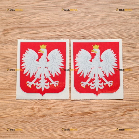 Polish Coat of Arms Polska Poland Eagle Sticker Decal Vinyl - 2 Pack Reflective, 4 Inches - For Car Boat Laptop Cup