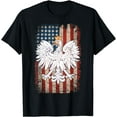 thumbnail image 1 of Polish Eagle American Flag Pride Poland T-Shirt mens t shirt，black，women，funny，misfits，men，journey，t-shirt, 1 of 4