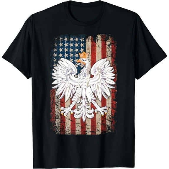 Polish Eagle American Flag Pride Poland T-Shirt mens t shirt,black,women,funny,misfits,men,journey,t-shirt
