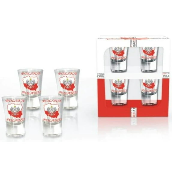 Polish Eagle Poland Shot Glasses, Set of 4 (Map)