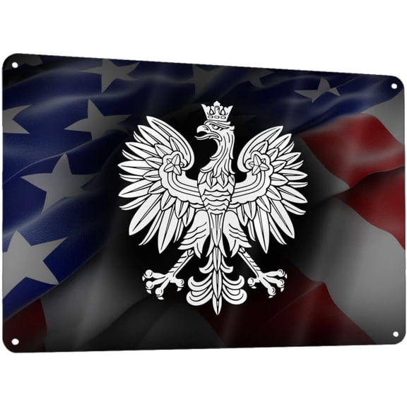 Polish Eagle Polska 12x8in Sign Metal Wall Art Poster Home Decor