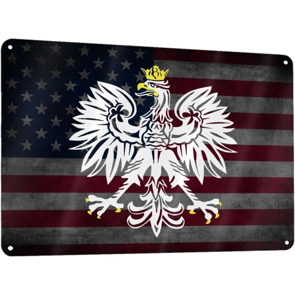 Polish Eagle Polska 12x8in Sign Metal Wall Art Poster Home Decor