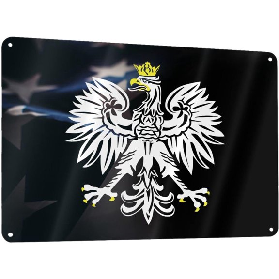 Polish Eagle Polska 12x8in Sign Metal Wall Art Poster Home Decor