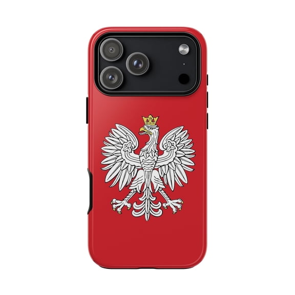 Polish Eagle Tough Phone Case for iPhone 7 to 17 Pro Max, Glossy Shockproof Dual Layer Protective Cover, Poland Pride Gift for Fans