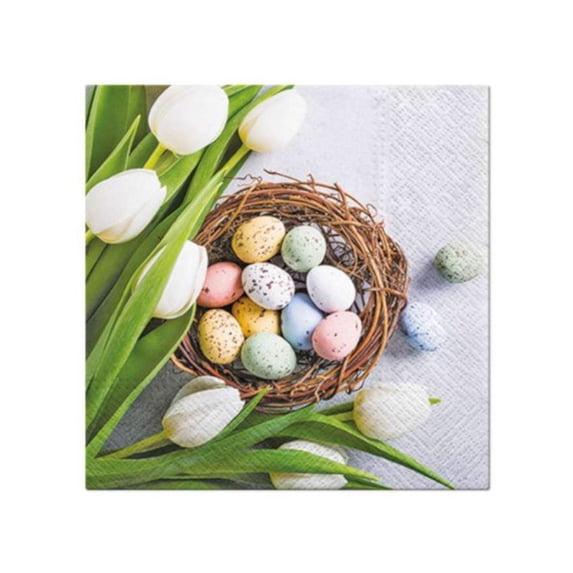 Polish Easter Eggs with Tulips Luncheon Napkins, Set of 20