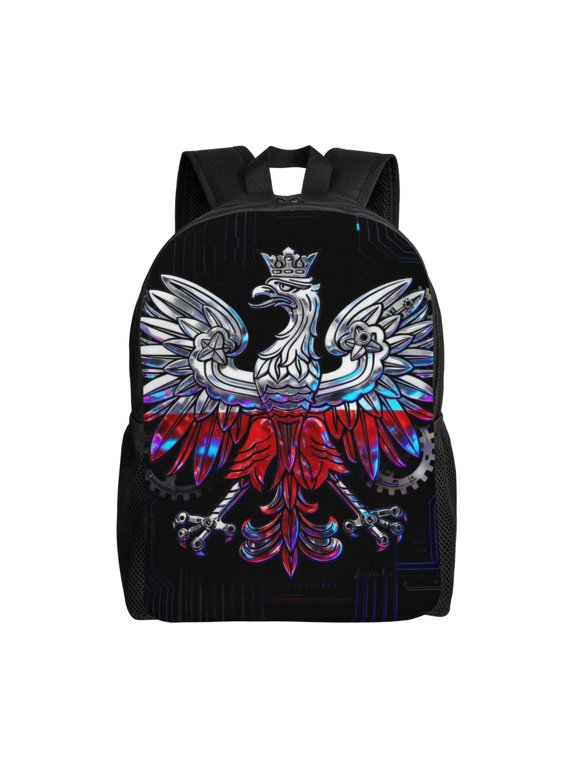Polish-Flag Backpack Travel Laptop Bag College Daypack for Men Women