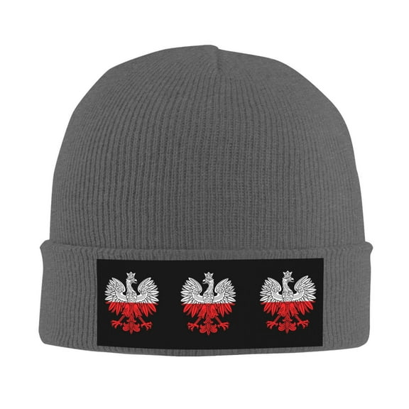 Polish Flag White Eagle Beanie Hat Men Women Warm Printed Cap Knit Beanies Hats Outdoor Winter Deep Heather