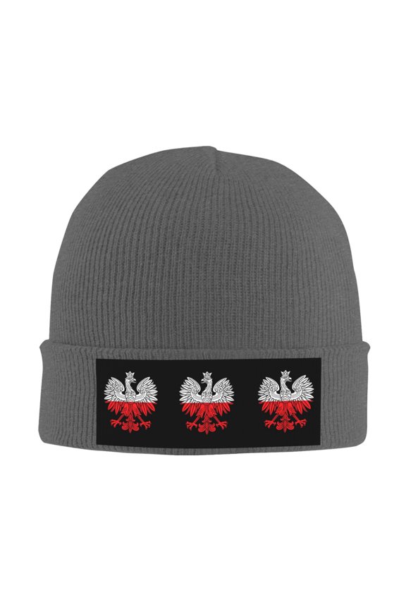Polish Flag White Eagle Beanie Hat Men Women Warm Printed Cap Knit Beanies Hats Outdoor Winter Deep Heather