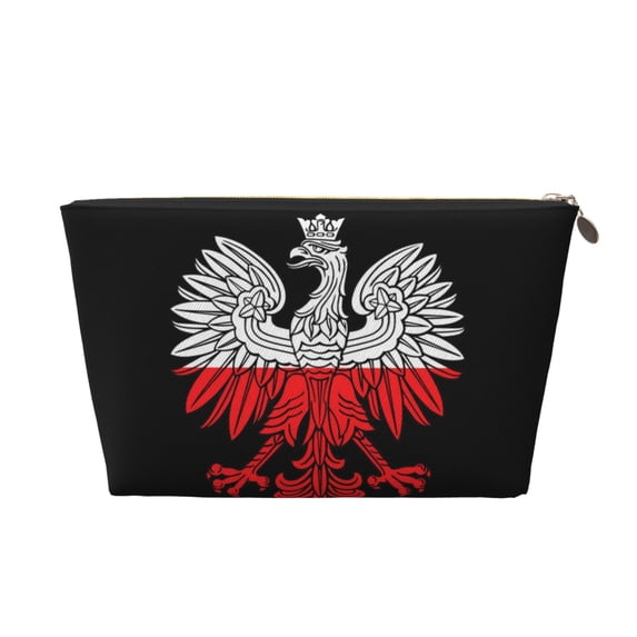 Polish Flag White Eagle Handbag Purse Tote Organizer Zipper Closure Cosmetic Pouch Bag For Travelling