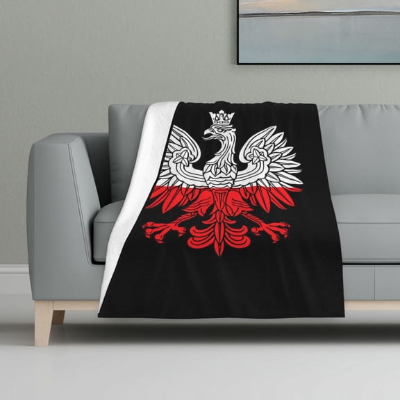 Polish Flag White Eagle Print Blanket Warm Plush Throw Blanket Soft Flannel Lightweight Throw Blankets 32"X48"