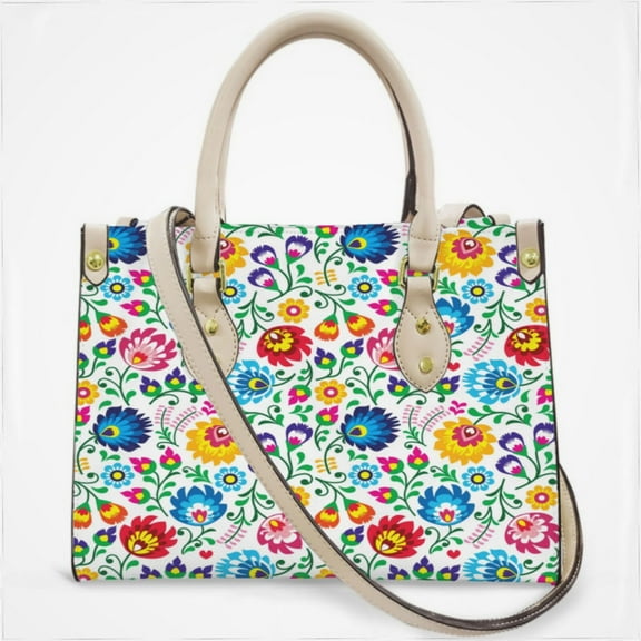 Polish Folk Art Floral Pattern Cross Body Bags For Women Small Leather Female Handbags Fashion Top-Handle Totes
