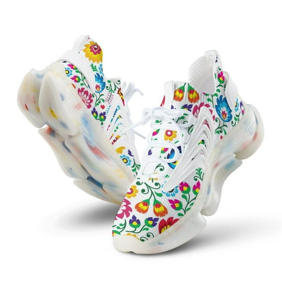 Polish Folk Art Floral Pattern Walking Shoes for Men Woman Lightweight Tennis Fashion Elastic Sports Shoes Cushion Basketball Shoes