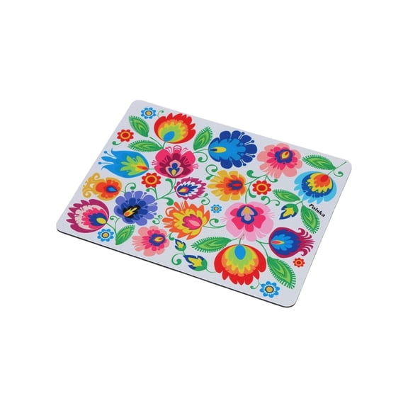 Polish Folk Art XL Rectangular Mouse Pad, Lowicz White