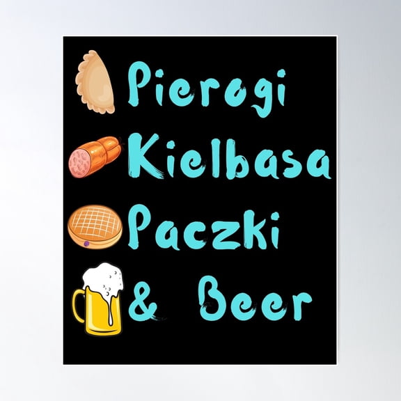 Polish Food Art Pieregi Paczki Kielbasa Poster Wall Art, Modern Wall Decor For Living Room Bedroom, 12x18 UNFRAMED