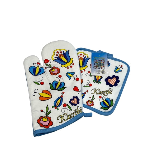 Polish Kashubian Folk Art Oven Mitt & Pot Holder