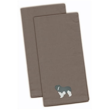 Polish Lowland Sheepdog Dog Gray Embroidered Towel Set of 2