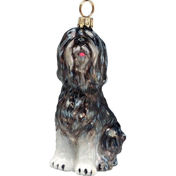 Polish Lowland Sheepdog Glass Christmas Ornament Made in Poland Dog Decoration