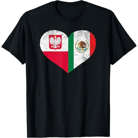 Polish Mexican Flag Heart Poland Mexico T-Shirt