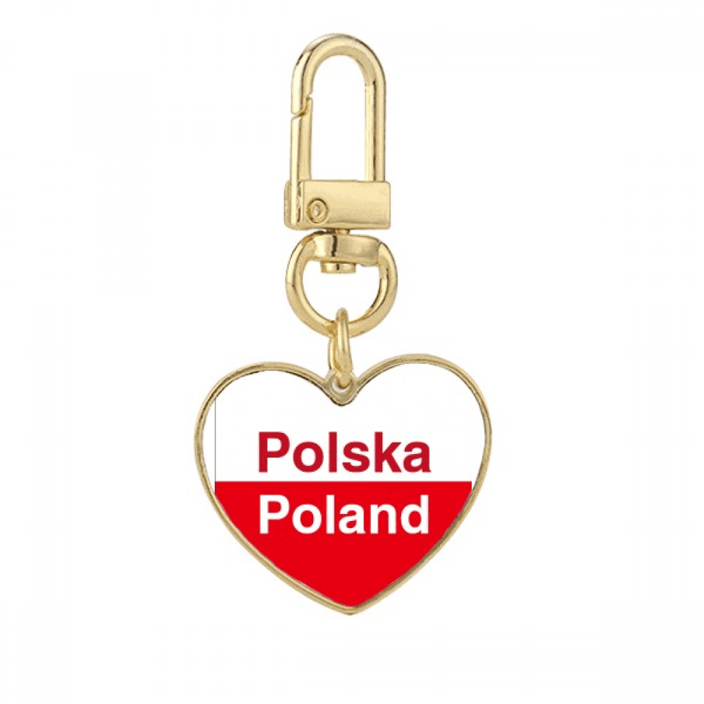 Polish National Flag Country English Gold Heart Keychain Metal Keyring ...