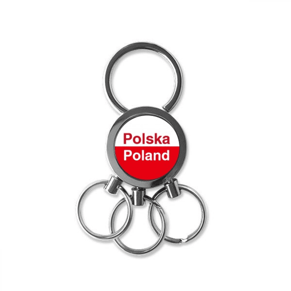 Polish National Flag Country English Stainless Steel Metal Key Holder Chain Ring Keychain