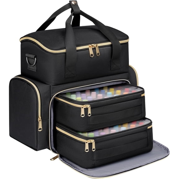 Polish Organizer Case Holds 48 to 100+ Bottles (15ml/0.5 fl.oz) UV lamp, Gel Polish Travel Case Bag with 2 Removable Pouches Fits Suppiles, Gifts for Manicurist, Girls