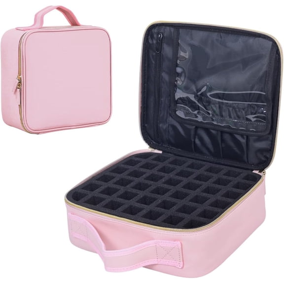 Polish Organizer Case - PU Leather Portable Bag Hold 42 Bottles (15 ml/0.51 floz) with Removable Partition ()