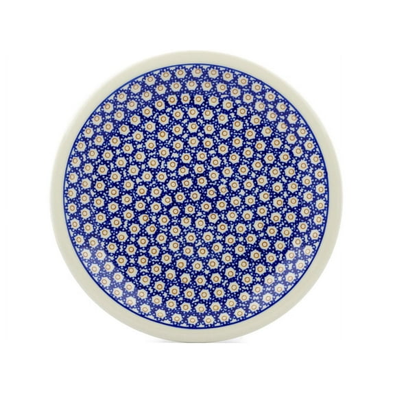 Polish Pottery 10¾-inch Dinner Plate (Daisy Stamps Theme) Hand Painted in Boleslawiec, Poland + Certificate of Authenticity
